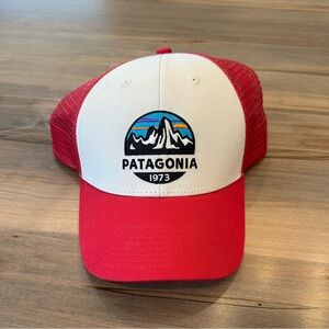 Patagonia Dark Pink and White Trucker Hat
